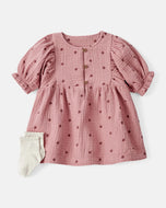 OshKosh 2pc Baby Girl Acorn Print Dress with socks