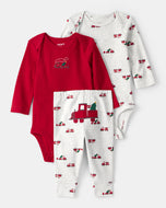 Carter's 3pc Baby Neutral Christmas Train Long-Sleeve Bodysuits & Pants Set