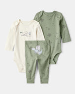 Carter's 3pc Baby Boy Green Dragon Bodysuits and Pants Set