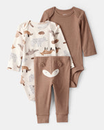 Carter's 3pc Baby Brown Fox Bodysuits and Pants Set