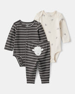 Carter's 3pc Baby Boy Striped Sheep Bodysuits and Pants Set