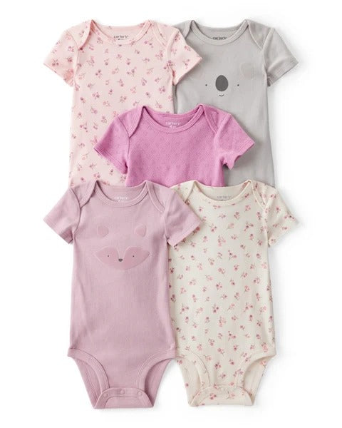 Carter's 5pc Baby Girl Purple Floral Bodysuit Set