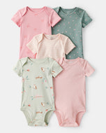 Carter's 5pc Baby Girl Forest Animals and Floral Bodysuit Set