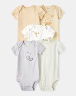 Carter's 5pc Baby Boy Elephant and Giraffe Print Bodysuit Set