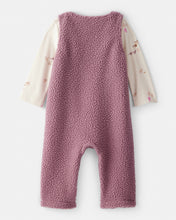 Cargar imagen en el visor de la galería, Carter's 2pc Baby Girl Long-Sleeve Bodysuit &amp; Sherpa Purple Bear Print Jumpsuit Set
