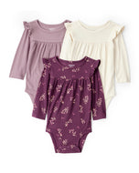 Carter's 3pc Baby Girl Purple/ Ivory Bodysuit Set
