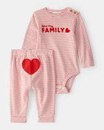 Carter's 2pc Baby Neutral Love My Family Valentine Theme Set