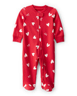 Carter's Baby Neutral Red Hearts Print 2-Way Zip-Up Footie Valentine Coverall
