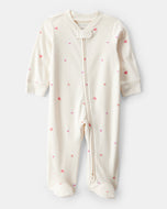 Carter's Baby Girl Hearts Print 2-Way Zip-Up Footie Valentine Coverall