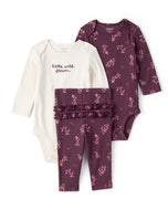 Carter's 3pc Baby Girl Purple Floral Bodysuits and Pants Set