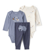 Carter's 3pc Baby Boy Blue Mammoth Bodysuits and Pants Set