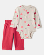 Carter's 2pc Baby Girl Valentine Longsleeve Bodysuit and Pants Set