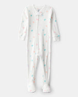 Carter's Baby Girl Hearts Print 2-Way Zip-Up Footie Coverall