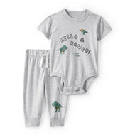 Carter's 2pc Baby Boy Grey Hello & Rawrr Bodysuit & Pants Set