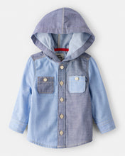 Load image into Gallery viewer, Oshkosh Baby Boy Blue Long-Sleeve Hooded Shirt
