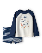 Afbeelding in Gallery-weergave laden, Carter's 2pc Baby Boy Pellican Print Long-Sleeve &amp; Shorts Swim Set
