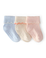 Carter's 3pk Baby Girl Multi Color Scalloped Edge Socks