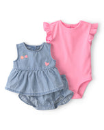 Carter's 3pc Baby Girl Chambray Top, Bodysuit & Shorts Set