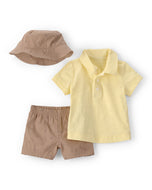 Carter's 3pc Baby Boy Yellow Polo Shirt, Pull Up Short & Hat Set