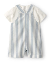 Carregar imagem no visualizador da galeria, Carter's 2pc Baby Boy White Top &amp; Blue Striped Shortall Set
