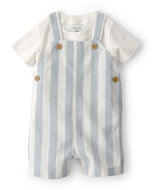 Carter's 2pc Baby Boy White Top & Blue Striped Shortall Set