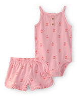 Carter's 2pc Baby Girl Pink Floral Sleeveless Bodysuit & Short Set