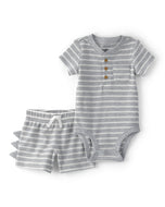 Carter's 2pc Baby Boy Gray & White Striped Bodysuit and Shorts Set