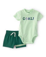 Carter's 2pc Baby Boy Green Goal Short-Sleeved Bodysuit & Shorts Set