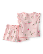 Carter's 2pc Baby Girl Pink Flower Truck Top & Short Set