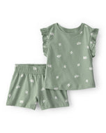 Carter's 2pc Baby Girl Green Floral Top & Shorts Set