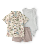 Carter's 3pc Baby Boy Safari Shirt, Grey Bodysuit and Desert Shorts Set