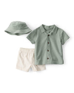 Carter's 3pc Baby Boy Green Short-Sleeve Top, Shorts & Hat Set