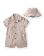 Carter's 2pc Baby Boy Beige Romper & Bucket Hat Set