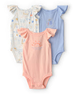 Carter's 3pc Baby Girl Beach Orange/Blue/Ivory Bodysuit Set