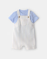 Carter's 2pc Baby Boy Blue Top & Striped Shortall Set