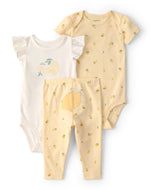 Carter's 3pc Baby Girl Lemon Print Bodysuits & Pants Set