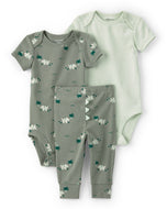 Carter's 3pc Baby Boy Green Dinosaur Bodysuits & Pants Set