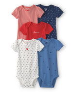 Carter's 5pc Baby Girl Navy & Red Bodysuit Set