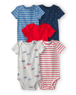 Carter's 5pc Baby Boy Red & Blue Bodysuit Set