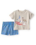 Carter's 2pc Baby Boy Ahoy Friends Tee And Blue Striped Short Set
