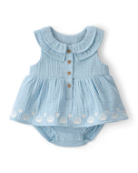 Carter's Baby Girl Shell Embroidered Blue Bodysuit Dress
