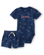 Carter's 2pc Baby Boy Navy Gone Fishing Bodysuit and Shorts Set