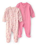 Carter's 2pc Baby Girl Pink Strawberry 2-Way Zip-Up Footie Coverall Set