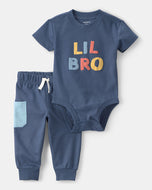 Carter's 2pc Baby Boy Blue Lil Bro Bodysuit and Pants Set