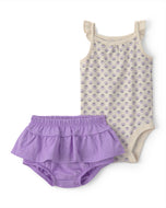 Carter's 2pc Baby Girl Purple Floral Sleeveless Bodysuit & Shorts Set