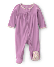 Cargar imagen en el visor de la galería, Carter's Baby Girl Purple Floral Trim Print 2-Way Zip-Up Footie Coverall

