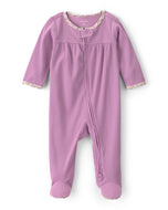 Carter's Baby Girl Purple Floral Trim Print 2-Way Zip-Up Footie Coverall