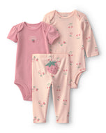 Carter's 3pc Baby Girl Strawberries & Cherries Bodysuits & Pants Set