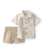 Carter's 2pc Baby Boy Ivory Short-Sleeve Shirt & Shorts Set