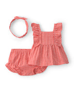 Carter's 3pc Baby Girl Gingham Print Top, Shorts & Headband Set